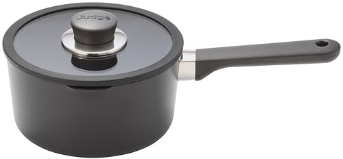 Judge Vista Ceramic 18cm Draining Saucepan – 2.2L, Aluminium Base with Non-Stick Ceramic Coating, Stay Cool Handles, Induction Suitable, Dishwasher Safe
