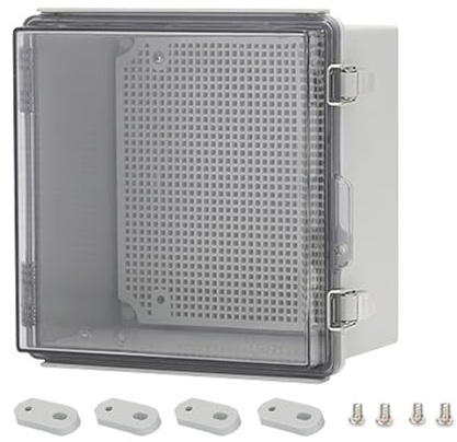 Coffret Electrique Etanche Exterieu,Boîte De Dérivation Electrique,Boitier Electrique Étanche Avec Couvercle à Charnière,Ip67 Boîte De Jonction En Plastique Abs,Gris Porte Transparente(210x210x140mm)
