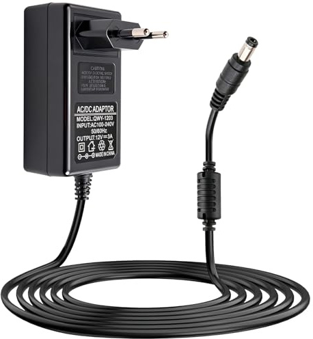 Adaptador de corriente 12 V 3 A 36 W universal AC-DC con conector 5,5 × 2,1 mm, alimentación 12 V para LED, cámaras, routers, altavoces, sistema telefónico, protección contra sobretensiones y