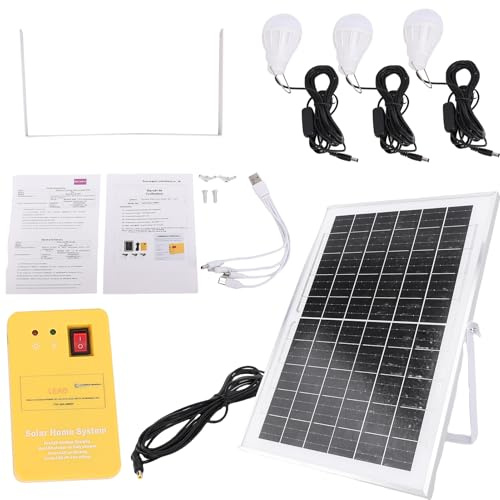 Pwshymi Solar Panel Generator Kit with High-Efficiency LED Flashlight for Home Outdoor Camping Travel