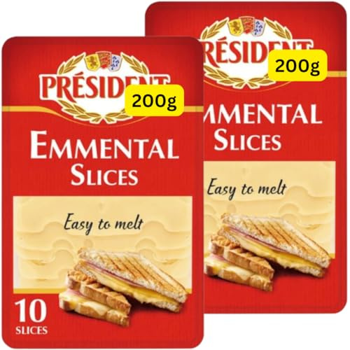 Emmental Cheese 10 Slices Easy To Melt 200g Presidents (2x200g)