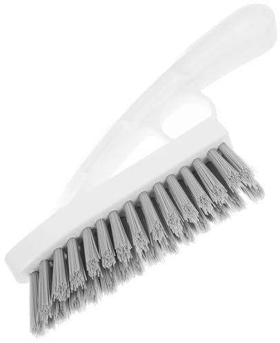 Hoement Grout Cleaner Brush with Hard Bristles and Handle, Corner Scrub Brush for Bathroom Tile Floors, Baseboard and Shower Seam Cleaning Tool for Household Use