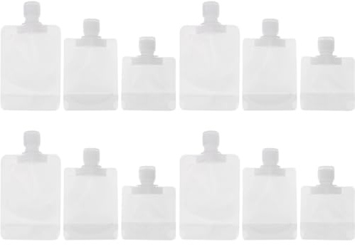 ROMISBABA 12 Pezzi Sacchetti Ricaricabili per Lozione 30ml 50ml 100ml in Materiale Pet Pa Pe Compatti per Conservazione Cosmetici da Viaggio