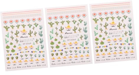 ibasenice Adesivi per Unghie Cactus 3 Pezzi in Plastica per Manicure Creativa e Decorazioni Unghie Perfette per Feste di Compleanno o Halloween