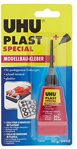 UHU Plast Spezial colla per modellismo, adatta per plastiche, con beccuccio di precisione Trasparente