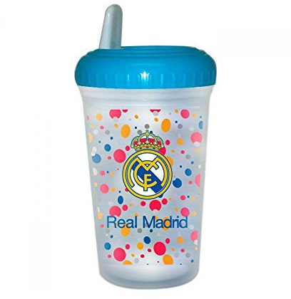 Real Madrid - Vaso con Tapa y Bebedor, 14 x 8 cm (Seva 9201068)