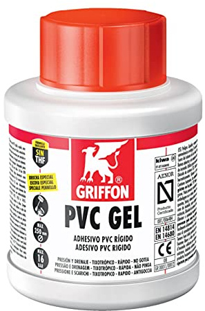 Produits Imedio. 6301155 – Colle PVC gel 250 ml avec pinceau Rap PVC Gel Pot Griffon