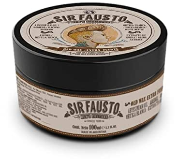Sir Fausto - Cera para Pelo de Hombre Old Wax Extra Fuerte - Ideal para Cabellos Gruesos y Medianos - 100 ml - Fijadora Fuerte - 100% Natural con Extracto de Quina y Abedul