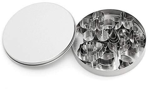 12PCS Flower & Leaf Shaped Cutter Set Mini Stainless Steel Fondant Cutters DIY Cake Decorating Kit
