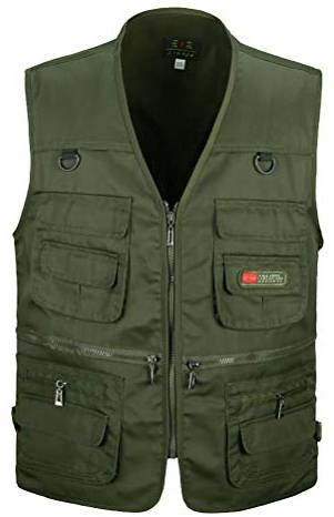 Daoba Herren Safari-Weste mit vielen praktischen Taschen, funktionale Arbeitsweste, Outdoor-Weste