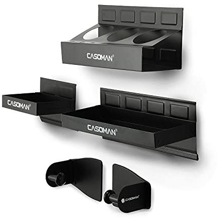 CASOMAN Magnetic Toolbox Shelf, Tray, Paper Towel Holder, 4-Piece Set, Black, Variety of Use, Durable, Magnets any metal surface