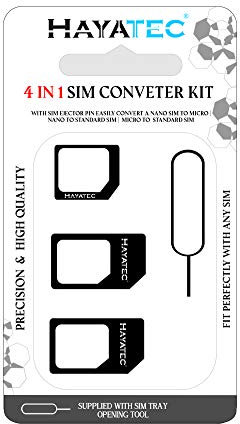 Kit adattatore SIM Card con pin espulsore SIM converte nano SIM in micro SIM standard SIM a Nano - Kit di strumenti SIM 4 in 1 per iPhone Samsung LG Nokia HTC SIM Converter - Nero