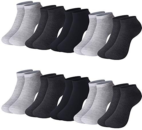 L&K-II 12/10/20 par sporttränare för kvinnor sneakers ankelstrumpor unisex bomull 92238, 12er-Pack-2301, 39-42 EU