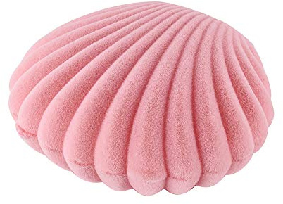 PandaHall 1 x Samt-Schatulle in Muschelform, für Ringe, Ohrringe, Schmuck, 5,3 x 5,85 x 2,9 cm