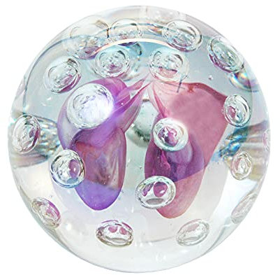 Traumkugel Traum-Kugel Briefbeschwerer Glas-Kugel Wunschkugel Handarbeit in Transparent/Pink, ca. 6,5-7,5 cm Ø