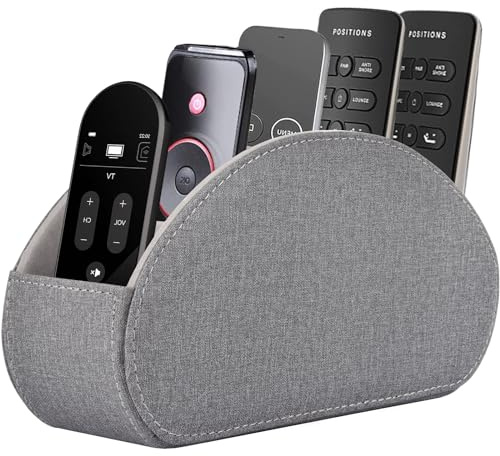 RHCSZ Soporte de piel sintética para control remoto, caja con 5 compartimentos, organizador de mesita de noche para controlador, gafas, brochas de maquillaje, joyas y reproductor multimedia