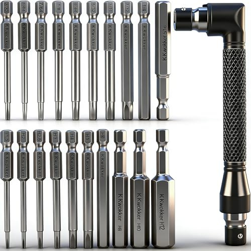 K Kwokker 20PCS Allen Key Bit Set, Hex Head Screwdriver Bits Magnetic Allen Wrench Drill Bit with Double-Headed L-Shaped Angle Screwdriver Bit Holder for Assembling Furniture