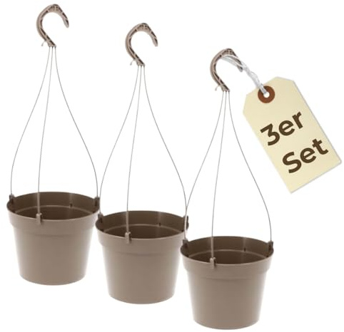 GarPet Blumenampel 3er Set 16 cm Blumentopf Hängend Hängeampel Hängeblumentopf Hängender Blumentopf Blumenampel Außen Hängetopf Für Pflanzen Hängepflanzen Topf Hängender Pflanztopf