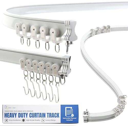 Aluminum Flexible Ceiling Curtain Track – 3ft-9.8ft / 3m Bendable Wall/Ceiling Mount Rail, Smooth Glide System for Bay Windows, RVs, Room Dividers, Showers – Easy Install & Custom Fit