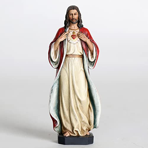 BC Katholisches Heiliges Herz Jesu Statue, Jesus Christus, religiöse Geschenke, inspirierende Innendekoration, 15,2 cm hoch, handbemalt von Buildclassic