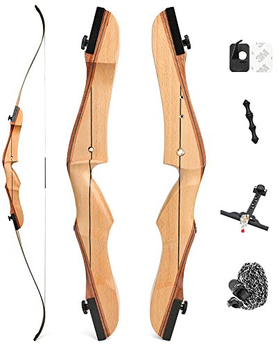 wolfman Recurvebogen Set Erwachsene 66/68/70 Zoll 12-40 lbs Recurve Bogen Set Praxis Bogen Jagdbogen für Bogenschießen Halle Schießen Wettkämpfe Übung Rechtshänder(Schwarz Typ A, 70/34Lbs)