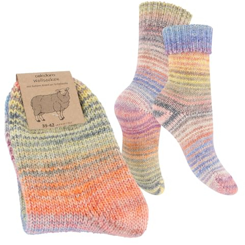 Celodoro Damen & Herren Mouline Wollsocken mit Umschlag (1 Paar) - Bunt 39-42