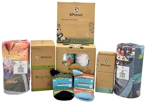 BPlanet Happy Collection - Bambus-Toilettenpapier - Edelstahl-Trinkflasche - Bambus-Taschentücher