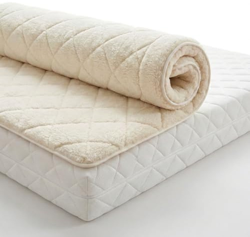 LANAMED Schurwoll Matratzenauflage 100x200cm, Bettauflage, Unterbett, Premium Topper, Extra dichter, superweicher Merino Lammflor 650g/m². Spitzenqualität: Woolmark, Oeko-Tex und RWS | Unterbett, Topper, Extra dichter, superweicher Merino Lammflor 650g/m². Spitzenqualität: Woolmark, Oeko-Tex und RWS