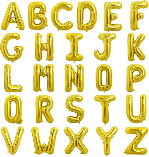 TONIFUL 52 Stück 16 Zoll Gold Buchstabe A-Z Ballons Benutzerdefinierte Phrase Mylar Folie Alphabet Erstellen Sie Ihr Eigenes Banner für Geburtstag Jubiläum Feier Graduierung Party Supplies