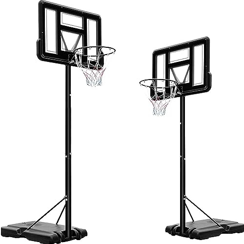 10ft Basketball Hoop and Stand, Portable Basketball Set with 44 Backboard, Height Adjustable 2.3M-3.05M Freestanding Basketball Professional Basketball Hoop System for Children/Adults