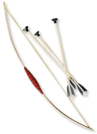 Jamso Design Kinderbogen 80 cm mit braunem Ledergriff, Eschenholz, inkl. 3 Saugnapfpfeile - Bogenschießen