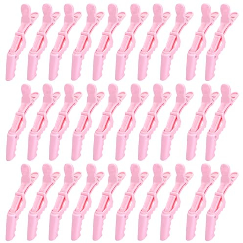 30 Pcs Alligator Hair Clip for Styling Sectioning - Salon Hair Clip for Thick Hair, Plastic Hair Styling Clip with Wide Teeth & Double-Hinged Design (Pink)