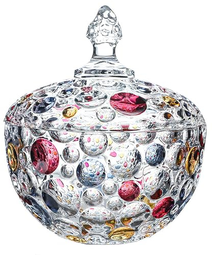 auons Bonbonglas Keksglas Mit Deckel, Colorful Kristall SüßIgkeiten Glas, Bonbongeschirr Zuckerdose, Dekorative Candy Gläser Vorratsglas Keksdose Glas Candy Glasbehälter, Groß