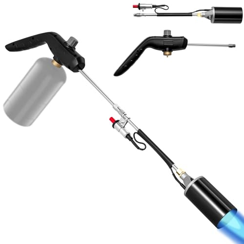Soiiw Propanbrenner, Unkrautbrenner, hohe Leistung, 1200.000 BTU Lötlampe mit Flammensteuerung, 76,2 cm, abnehmbarer langer Arm für Dachasphalt, Eis, Schnee, Straßenmarkierung, Anthrazit