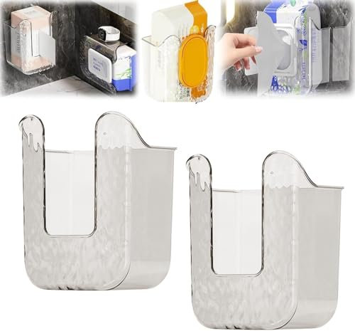 2 Stück Feuchttücher Spenderbox, Küchentücher Aufbewahrungsbox, Kein Stanzen, Taschentuchbox Halter Zur Wandmontage, Nachfüllbare Feuchttücher Behälterbox Für Küche, Schlafzimmer, Badezimmer