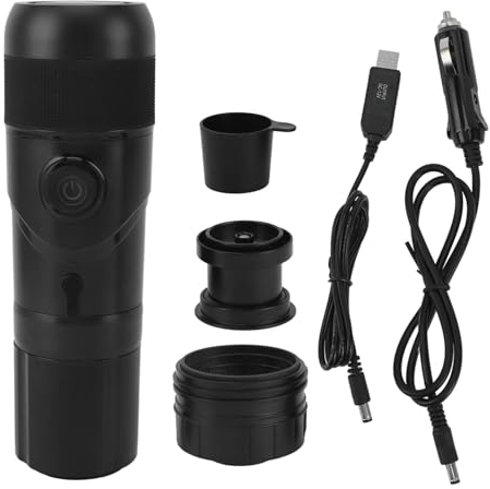 Zerodis 3 in 1 Mini Coffee Maker Capsules Ground Coffee Extraction Electric Machine, Portable Design, Car Friendly (Black)