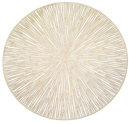 Fireworks Placemats Round Gold Vinyl Place Mats Set of 6 Washable Modern Placemat Table Mats for Dinner Party Home Decor