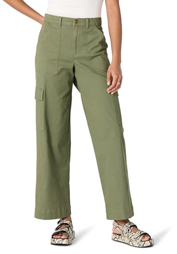 Amazon Essentials Pantaloni Cargo da Donna a Vita Alta, vestibilità Regolare, Lunghezza Intera, Verde Oliva Scuro, 48