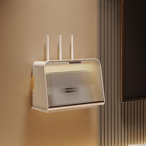 Onxyrbyte WiFi Router Storage Box,Router Box Wall Box,WiFi-Router-Aufbewahrungsbox,Wand WLAN Wandbehänge TV Kabel Verstecken Box,Router Schrank aus Holz,Für Wohnzimmer,Schlafzimmer,Büro