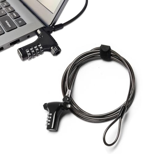 Universal Laptop Security Lock, Laptop Locking Cable with Combination,6.6ft Steel Anti-Theft Computer Cable Locks,Compatible with All Laptops Inc MacBook,Weatherproof（Black ）