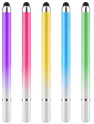 HUATEEN Penna Tablet Universale,Set da 5 Penna Touch Screen Universale, 2 in 1 Stylus Pen Compatibile con iPad iPhone Tablet Android Microsoft Surface Laptop