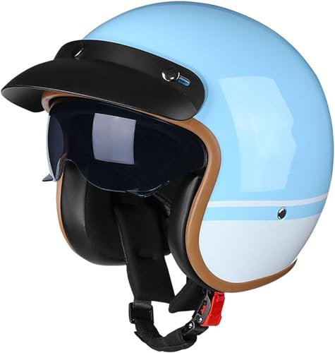 VVPEC Retro motorcykel halvhjälm Vintage 3/4 motorcykel öppen ansiktshjälm med solglasögon Hjälm for Cruiser Scooter Street Bike Jet Pilot hjälm DOTECE Godkänd(6,M=57~58cm)