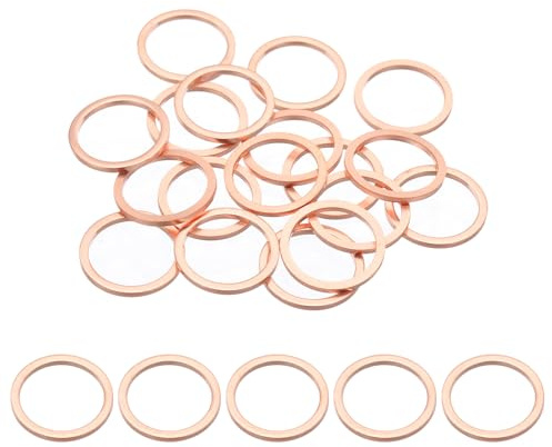 PATIKIL 18Pz Rondelle Rame M16, Rondelle Piatte in Rame M16x20x1.5mm Kit Rondella Tenuta Assortimento Metallo, Tappo di Scarico olio Anello di Guarnizione per Autoveicoli, Viti e Bulloni