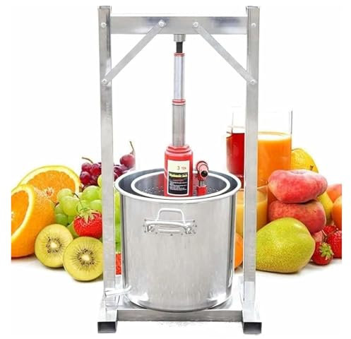 TAIPINGOZ Pressoir à Fruits Manuel, Pressoir à Vin, Pressoir à Fruits Manuel en Acier Inoxydable, avec 2 fûts en Acier Inoxydable, for l'extérieur(12L)