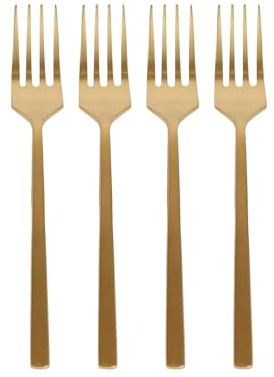 Argon Tableware Gold Stainless Steel Cake Forks Set of 4-15cm Dessert Forks for Pastries, Cakes and Sweet Treats - Elegant Modern Cutlery with Durable Rust-Resistant Finish for Dining and Parties