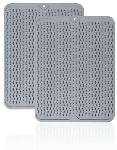 FENGZIZH 2 Pack Silicone Trivets for Hot Pans | 40x30cm Silicone Trivets Flexible Heat Resistant Mat Kitchen Worktop Protector, Non-Slip Multipurpose Kitchen Accessory