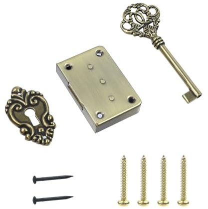 Oedema Antique Brass Flush Mount Cabinet Door Lock with Key, Bronze