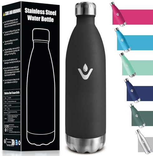 HoneyHolly Gourde Isotherme 1L, Sans BPA, Bouteille Isotherme, Acier Inoxydable 18/8, Gourde Sport, Étanche Double Isolation, Water Bottle pour Le Camping, Excursion, Courts Voyages