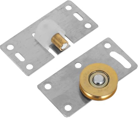 Didiseaon Set de Quincaillerie Coulissante en Acier Inoxydable Argenté pour Porte de Placard, Roulettes Silencieuses Universelles pour Armoire et Meuble Coulissant