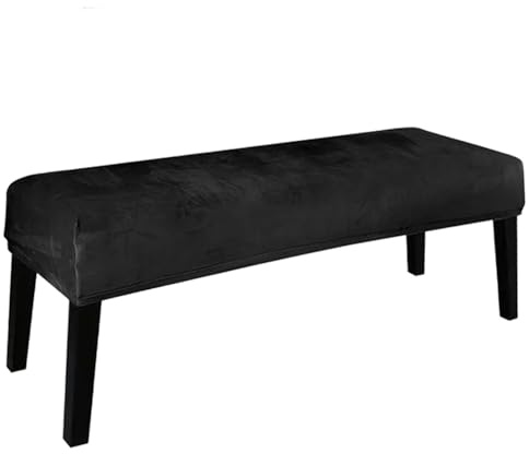 GANILITY Copri Panca Universale Da Pranzo, Rivestimento per Panca da Pranzo con Cinghie Fisse, Rivestimento Elasticizzato in Peluche Rimovibile, per Hotel, Banchetti, Soggiorno, Ristorante (Nero)